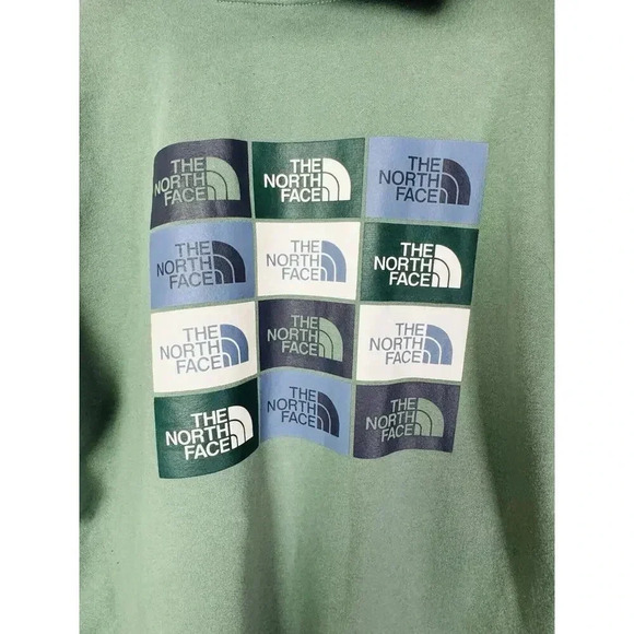 The North face Mens Medium Green Pullover Hoodie Logo Grid Back - Picture 5 of 6